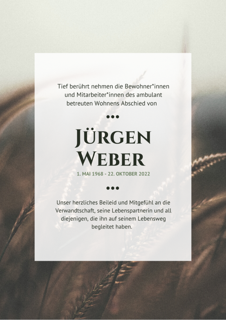 Wir gedenken Jürgen Weber
